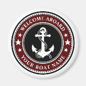 Welkom aan boord van je bord Anchor Stars Rood Magneet (Voorkant)