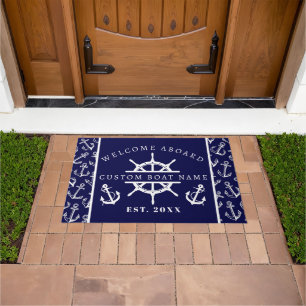Welkom aan boord van Nautical Navy Blue Boat anker Deurmat