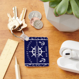 Welkom aan boord van Nautical Navy Blue Boat anker Sleutelhanger