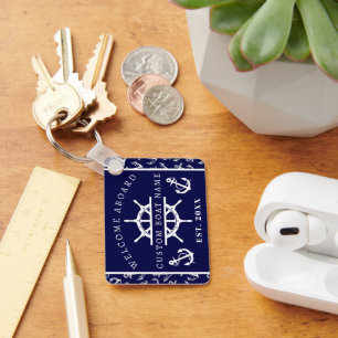 Welkom aan boord van Nautical Navy Blue Boat anker Sleutelhanger