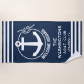 Welkom aan boord van nautische anker touw bootnaam strandlaken (Voorkant)