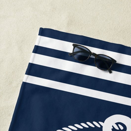 Welkom aan boord van nautische anker touw bootnaam strandlaken (In situ)