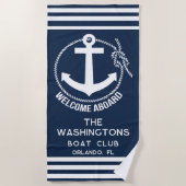 Welkom aan boord van nautische anker touw bootnaam strandlaken (Voorkant)