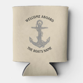 Welkom aan boord van nautische begroeting anker en blikjeskoeler