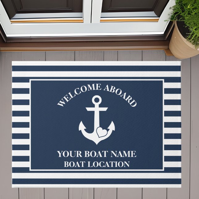 Welkom aan boord van nautische boot bewonderaar ha deurmat (Creator heeft geüpload)