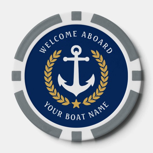 Welkom aan boord van uw bootnaam nautische stijl poker chips (Voorkant)