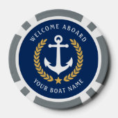 Welkom aan boord van uw bootnaam nautische stijl poker chips (Achterkant)