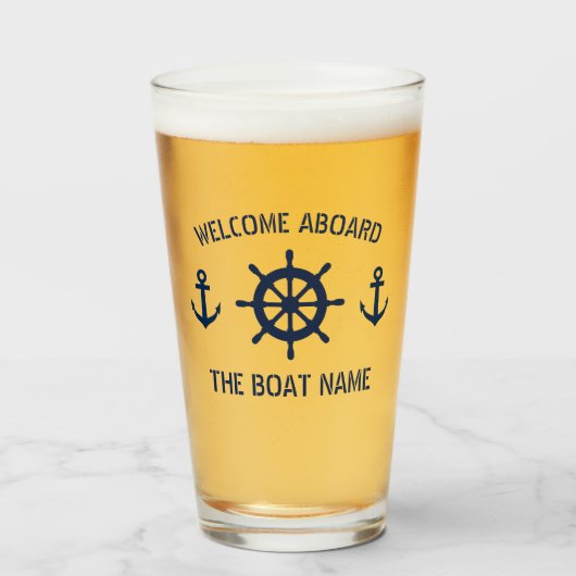 Welkom aan boord van zeemanker-jachtbier glas (Voorkant gevuld)