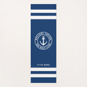 Welkom aan boord van zeemansblauw en witte streep yogamat (Voorkant)