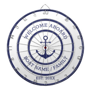 Welkom Aan boord wit & blauw nautisch anker op maa Dartbord