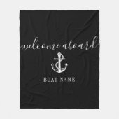 Welkom aan boord zwart-wit anker bootnaam fleece deken (Voorkant)