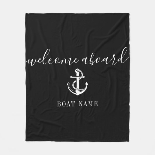 Welkom aan boord zwart-wit anker bootnaam fleece deken (Voorkant)