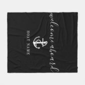 Welkom aan boord zwart-wit anker bootnaam fleece deken (Voorkant (Horizontaal))