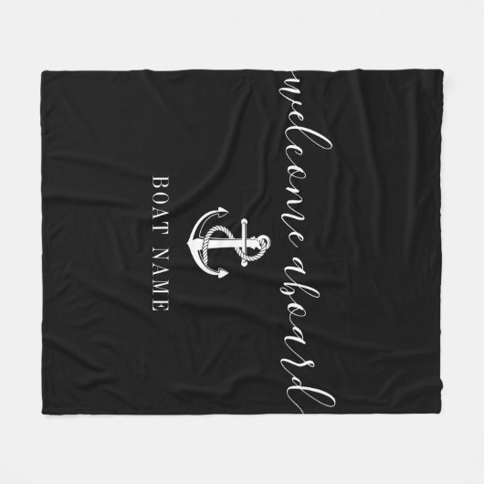 Welkom aan boord zwart-wit anker bootnaam fleece deken (Voorkant (Horizontaal))