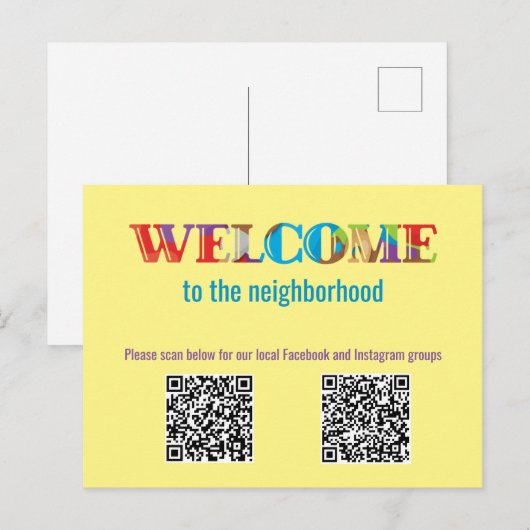 WELKOM AAN de buurt Briefkaart (Voorkant / Achterkant)