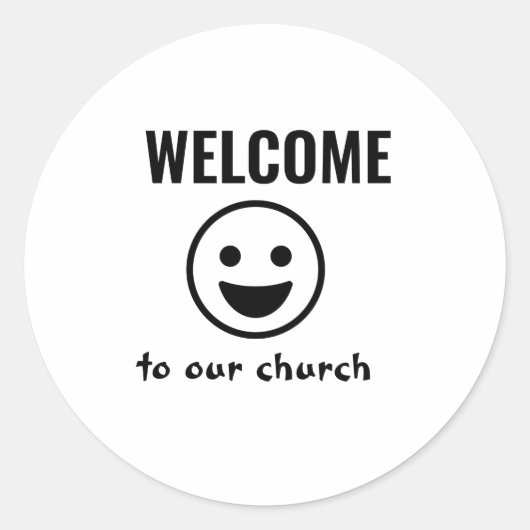 WELKOM AAN DE CHURCH RONDE STICKER (Voorkant)