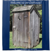 WELKOM AAN ONZE OUTHOUSE 5 douane Douchegordijn (Voorkant)