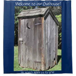 WELKOM AAN ONZE OUTHOUSE 5 douane Douchegordijn