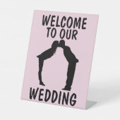 WELKOM AAN ONZE WEDING, PEDESTALE SIGN RECLAMEBORD MET VOETSTUK (Voorkant)