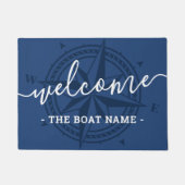 Welkom aangepaste bootnaam comprimeren roos donker deurmat (Voorkant)