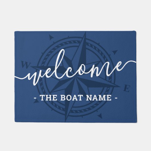 Welkom aangepaste bootnaam comprimeren roos donker deurmat (Voorkant)