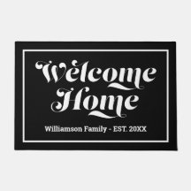 Welkom aangepaste familienaam script zwart & wit