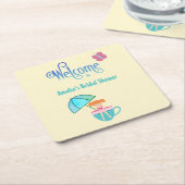 Welkom Aangepaste Naam Bruidsmeisjesontbijt Theeko Kartonnen Onderzetters (Schuin)