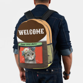 Welkom aangepaste ontwerp met liefde kat bedrukte rugzak
