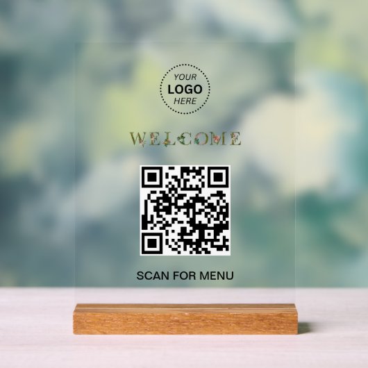 Welkom Aangepaste QR Code Logo Modern Business Acryl Bord (Neutraal)