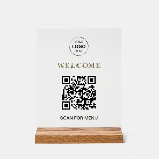 Welkom Aangepaste QR Code Logo Modern Business Acryl Bord (Voorkant)