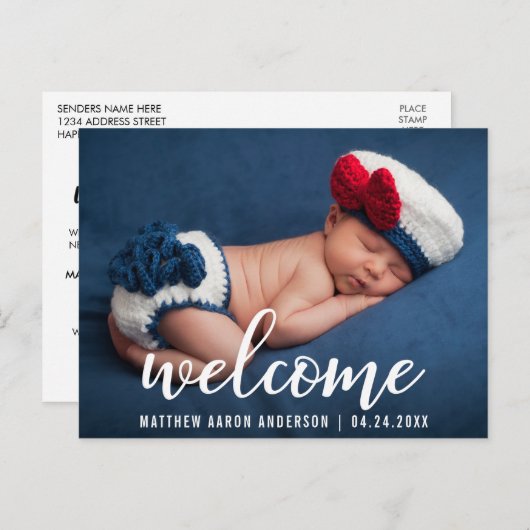 Welkom Aankondiging Nieuwe Baby Modern (Voorkant / Achterkant)