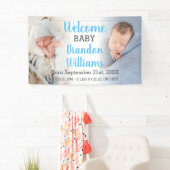 Welkom Aankondigingsbanner voor babyjongen 2 foto' Spandoek (Insitu)