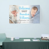 Welkom Aankondigingsbanner voor babyjongen 2 foto' Spandoek (Beurs)