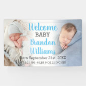 Welkom Aankondigingsbanner voor babyjongen 2 foto' Spandoek (Horizontaal)