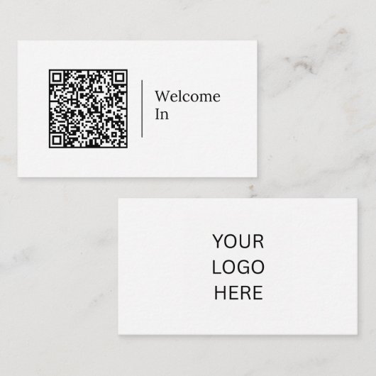 Welkom | Aanpasbare QR-code en logo Visitekaartje (Voorkant / Achterkant)