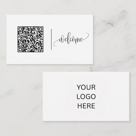 Welkom | Aanpasbare QR-code- en logosjabloon Visitekaartje (Voorkant / Achterkant)