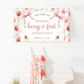 Welkom aardbeien eerste verjaardag spandoek (Insitu)