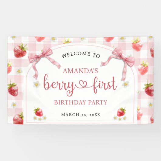 Welkom aardbeien eerste verjaardag spandoek