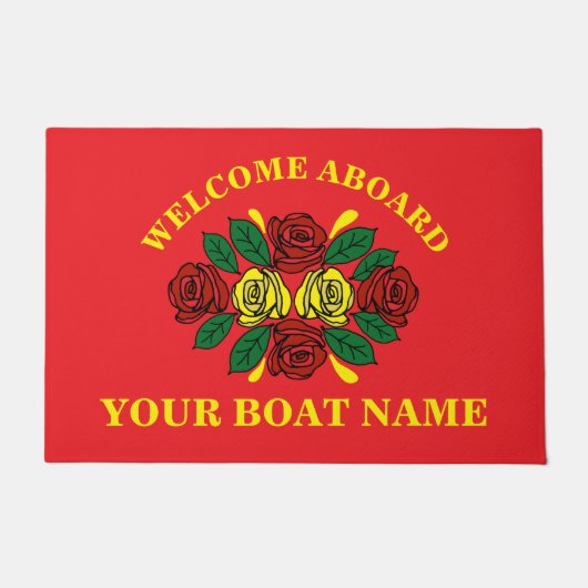 Welkom Aboard Aangepaste Bootnaam Rood Deurmat (Voorkant)