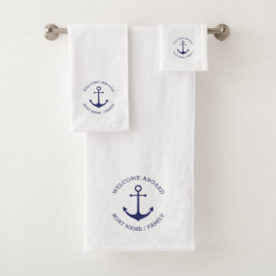 Welkom Aboard aangepaste naam marvy blue anchor wh Bad Handdoek