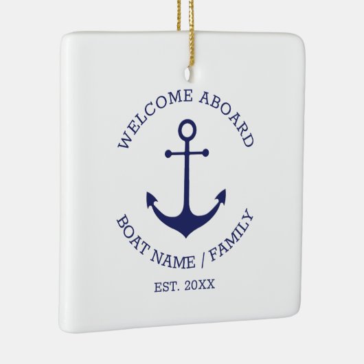 Welkom Aboard blauw wit Aangepast nautisch anker Keramisch Ornament (Rechts)