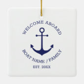 Welkom Aboard blauw wit Aangepast nautisch anker Keramisch Ornament (Achterkant)