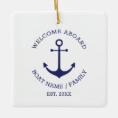 Welkom Aboard blauw wit Aangepast nautisch anker Keramisch Ornament (Voorkant)