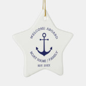 Welkom Aboard blauw wit Aangepast nautisch anker Keramisch Ornament (Rechts)