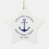Welkom Aboard blauw wit Aangepast nautisch anker Keramisch Ornament (Voorkant)