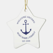 Welkom Aboard blauw wit Aangepast nautisch anker Keramisch Ornament (Links)