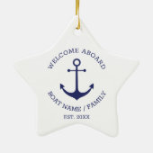 Welkom Aboard blauw wit Aangepast nautisch anker Keramisch Ornament (Achterkant)