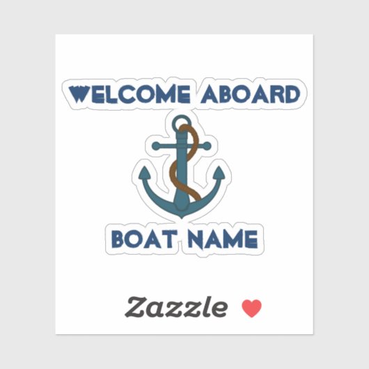 Welkom Aboard Boat name Anchor Nautical Sticker (Vel)