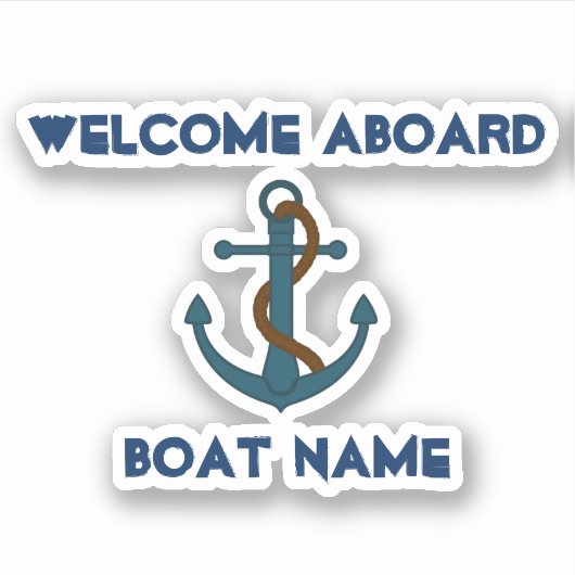 Welkom Aboard Boat name Anchor Nautical Sticker (Voorkant)