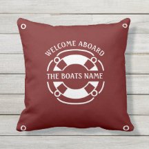 Welkom Aboard Boats Name Nautical White Dark Red